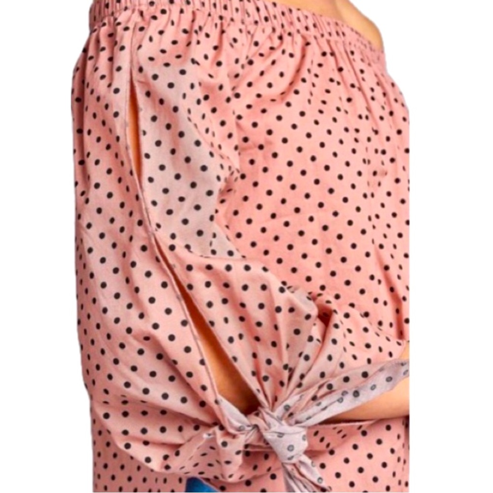 Cotton Pink w/ Black Polka Dots Top - Picture 3 of 3